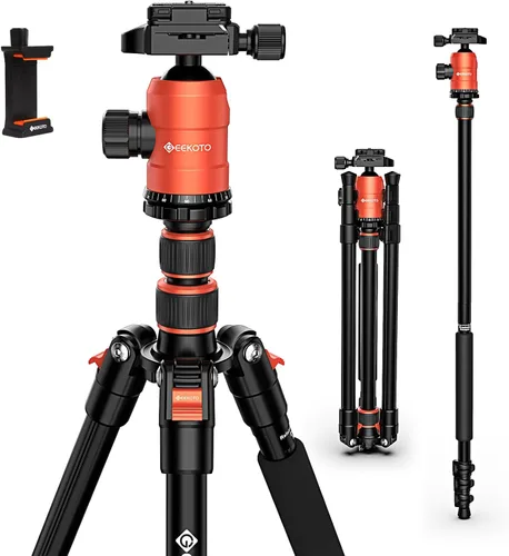 Miniatura 9 de Geekoto Trípode para Cámara de 73 Pulgadas - Trípode Ligero para DSLR con Cabezal Esférico de 360° y Placa de Liberación Rápida, Soporta hasta 33.07