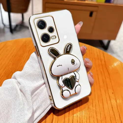 Miniatura 7 de Funda de silicona compatible con Redmi Note 12 Pro + con bonito soporte de conejo de dibujos animados para Redmi Note 12 Pro + delgado TPU