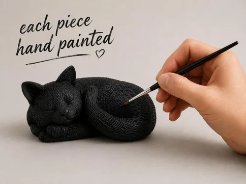 Miniatura 7 de JFSM INC. Mini figura pintada a mano con gato negro dormido de 3 pulgadas