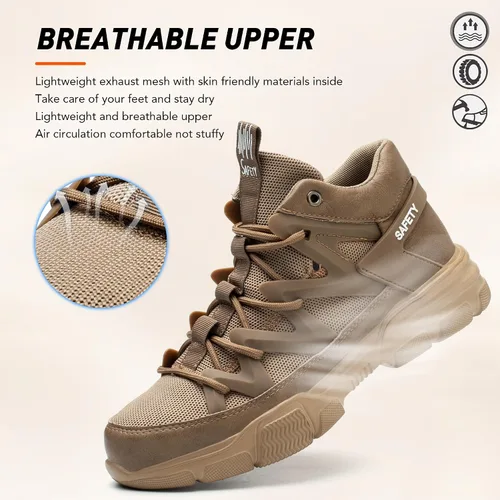 Miniatura 4 de Zapatos de punta de acero para hombres y mujeres, zapatos de trabajo indestructibles, ligeros, cómodos, de seguridad, antideslizantes, zapatos
