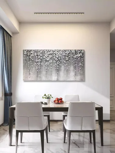 Miniatura 4 de Yika Art Pinturas 3D de 24 x 48 pulgadas, pintura al óleo abstracta moderna pintada a mano sobre lienzo, obra de arte abstracta para decoración