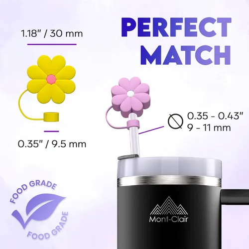 Miniatura 2 de Mont-Clair 9 adornos de silicona para copas Stanley + tapa de popote para Stanley Cup + vaso compatible y Yeti + para vasos de 30 y 40 onzas