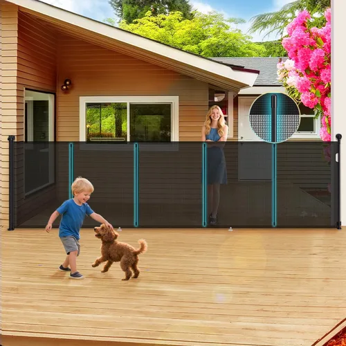 Miniatura 12 de Puertas retráctiles para bebés de 180 pulgadas extra anchas, puerta retráctil para perros de 42 pulgadas extra alta para entradas, actualización