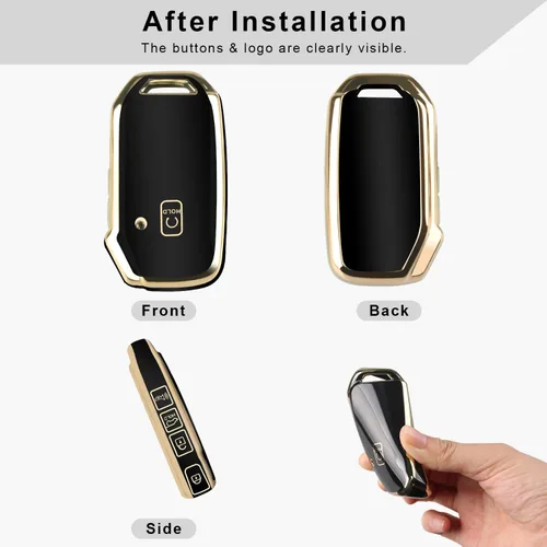Miniatura 2 de QBUC Funda para llave KIA con llavero para Kia K5 Sorento Telluride 2019, 2020, 2021, 2022, etc. (1 O SIN BOTÓN SOLO EN LA SUPERFICIE FRONTAL)