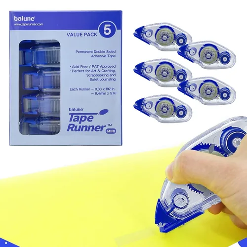 Miniatura 16 de Tape Runner - Cinta adhesiva de doble cara con rodillo dispensador incluido - Sin ácidos, pegajosa, clara y transparente - Ideal para álbumes