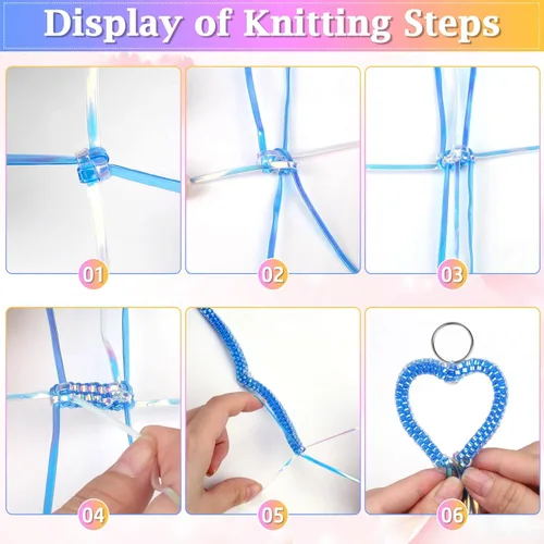 Miniatura 4 de Kit de cuerda de cordón, Cridoz 15 rollos de cuerda de gimp de cordón de plástico con 50 piezas de ganchos de clip a presión, llaveros y cierres