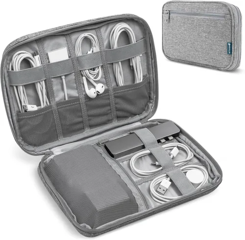 Miniatura 10 de PAVILIA Organizador de cables de viaje, organizador electrónico de viaje, estuche de almacenamiento de cables, bolsa pequeña para cable de carga