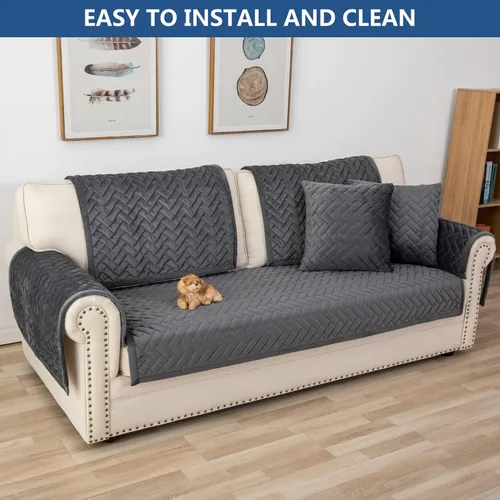 Miniatura 7 de Eismodra Fundas para reposabrazos para sofá, respaldo, fundas antideslizantes para sillón para perros, gatos y mascotas, sofá biplaza reclinable