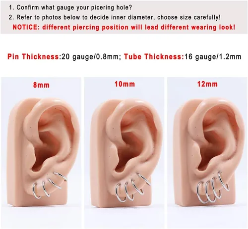Miniatura 13 de FANSING Aretes de aro para mujer, aretes de aro de cartílago de moda, aretes de acero quirúrgico para hombre