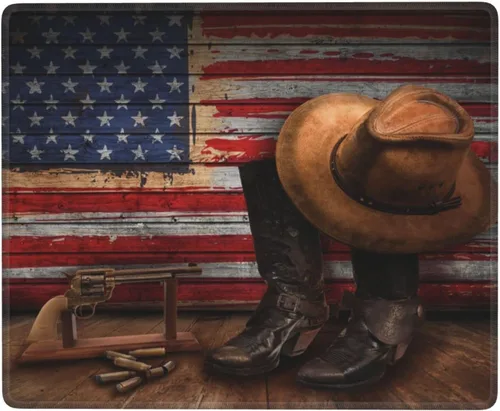 American Western Cowboy - Alfombrilla de mouse antideslizante con borde cosido, base de goma para laptop, trabajo y hogar, 7 x 9 pulgadas