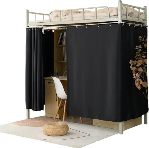Miniatura 8 de Cortinas opacas de tamaño matrimonial, tela de privacidad para hombres, mujeres y adolescentes, color negro, 47.2 pulgadas de largo