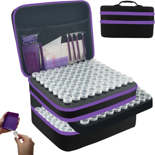 Miniatura 26 de LIRUNQIU Contenedores de almacenamiento de pintura con diamantes, caja de almacenamiento de accesorios y herramientas de arte con diamantes de 120