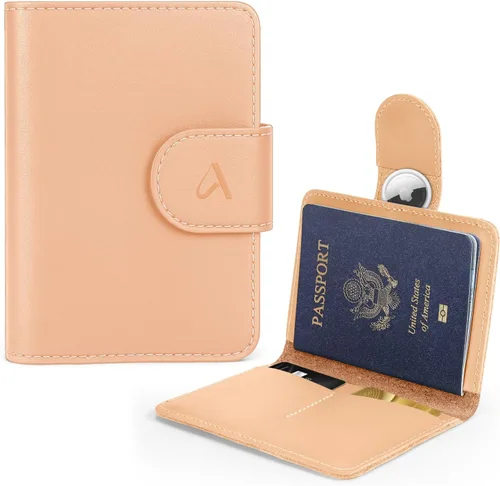 Miniatura 9 de ALLIVE Soporte para pasaporte para viajes, soporte para pasaporte Rfid para mujeres y hombres, funda de pasaporte de cuero genuino para viaje