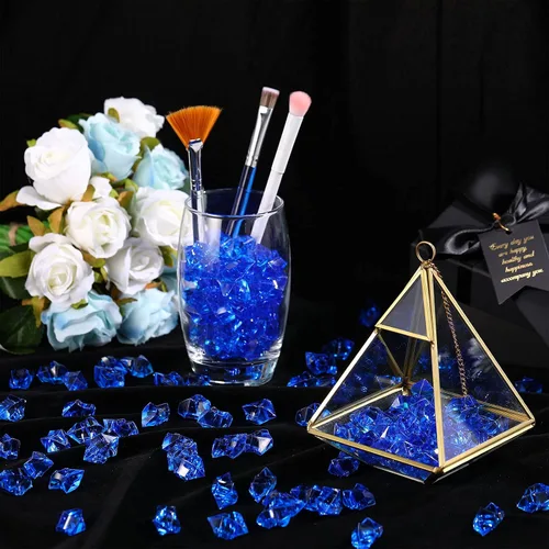 Miniatura 6 de 150 cubos de hielo falsos, diamantes de plástico, rocas de hielo trituradas de 1 pulgada, cristales acrílicos, gemas falsas para rellenos