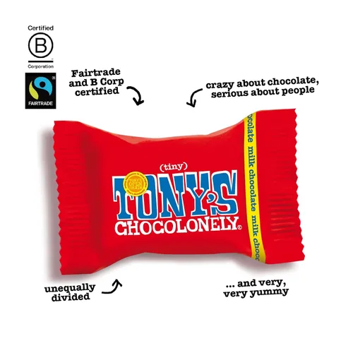 Miniatura 3 de Tony's Chocolonely Bocados de chocolate con leche al 32% de Tiny Tony 100 bocados (leche)