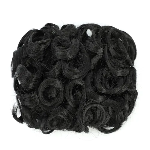 Miniatura 2 de SWACC Extensiones de Cabello Corto y Rizado Desordenado con Moño, Postizos de Cabello, Peines de Pelo de Estiramiento Fácil, Clips de Cola de Off