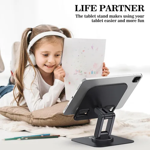 Miniatura 2 de OCYCLONE Soporte para iPad, soporte plegable ajustable giratorio de 360° para tablet iPad compatible con Kindle Tablet iPad de 4 a 15.6 pulgadas