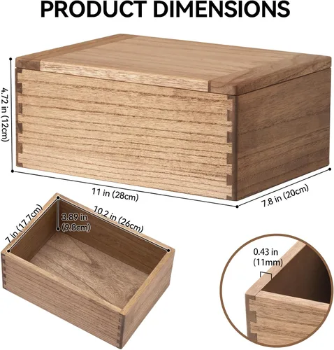 Miniatura 6 de KIRIGEN Caja de Almacenamiento de Madera con Tapa - Cajas Decorativas para Manualidades, Costura, Recuerdos, Memoria - Caja de Almacenamiento