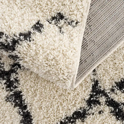 Miniatura 72 de Hauteloom, Duncans - Alfombra de estilo granja de pelo mullido para sala y dormitorio, con borlas - Beige, carbón, gris - 2 pies 7 pulgadas x 7 pies