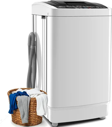 Miniatura 10 de NICTEMAW - Lavadora portátil de 2.8 pies cúbicos, capacidad de 20 libras, lavadora completamente automática con bomba de drenaje, 10 programas