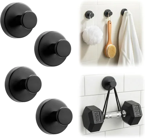 Miniatura 11 de Ganchos de ventosa mejorados para ducha, ganchos de toalla extraíbles resistentes para pared de puerta de vidrio de baño, ganchos de ducha de acero