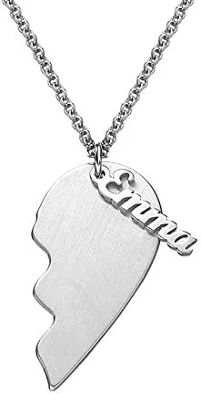 Miniatura 3 de MYKA - Collar personalizado de corazón roto - Joyería para parejas para novio, novia, ella, él, mujeres y hombres - Plata de ley 925, chapado en oro