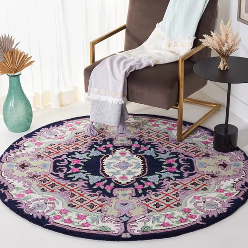 Miniatura 31 de SAFAVIEH Bellagio Collection - Alfombra decorativa de 2 x 3 pies, azul y rosa, hecha a mano de lana de medallón, ideal para zonas de alto tráfico