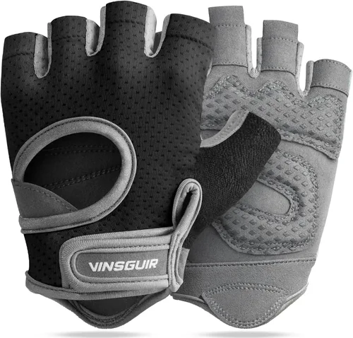 Miniatura 12 de VINSGUIR Guantes de entrenamiento para mujeres y hombres, guantes de levantamiento de pesas transpirables para ejercicio de gimnasio, fitness, Negro