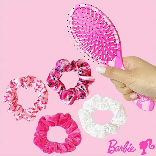 Miniatura 2 de Barbie - Juego de 5 piezas de accesorios para el cabello, 1 cepillo regular de 9 pulgadas y 4 coleteros, cepillo desenredante, cuerdas elásticas