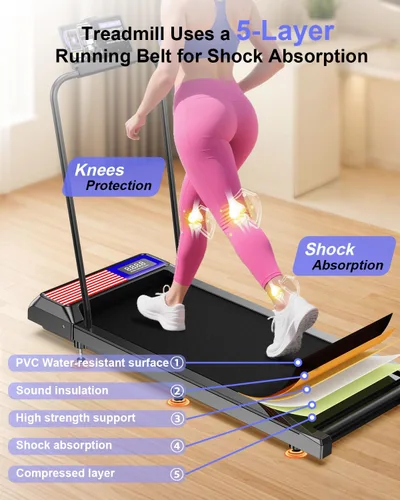 Miniatura 6 de HCOIW Walking Treadmill Pad with Incline - Portable Under Desk Treadmill, Walking Mat Pad with Handle Bar, 2.5HP Low Noise, 2 in 1 Treadmills for