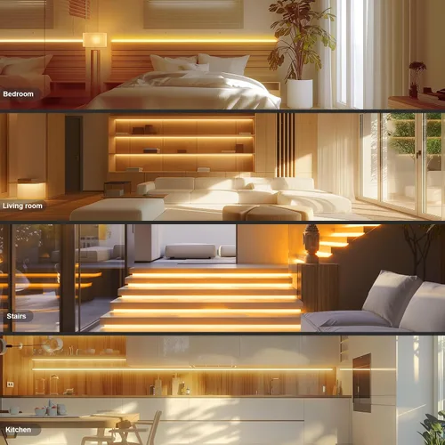 Miniatura 6 de COB - Tira de luz LED de 40 pies/39.4 ft (1 rollo), blanco cálido, 3000 K, alto lumen, CRI 90+ con adaptador de corriente con certificación UL