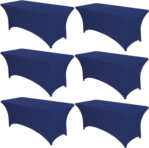 Miniatura 11 de PTC21B - Juego de 6 manteles elásticos de 6 pies, color negro, rectangular, ajustable, lavable, de elastano, para fiestas, bodas, cócteles