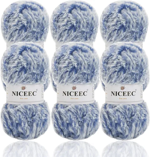 Miniatura 35 de NICEEC Hilo de Pelo Sintético Super Suave, Grueso y Esponjoso, Hilo de Pestañas para Crochet y Tejido (Longitud Total 192m/9.1kg) - Otoño/300g
