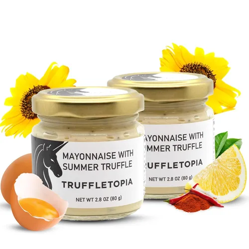 Truffletopia Mayonesa con trufa de verano | Trufas italianas reales en una mayonesa rica, suave y cremosa para añadir a salsas, cazuelas, ensalada,