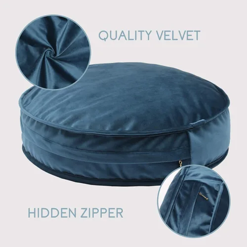 Miniatura 4 de Funda de Almohada de Suelo Redonda de Terciopelo Funda de Asiento Puf de Yoga Meditación Cojín de Felpa Decoración de Sala de Lectura Solo Funda