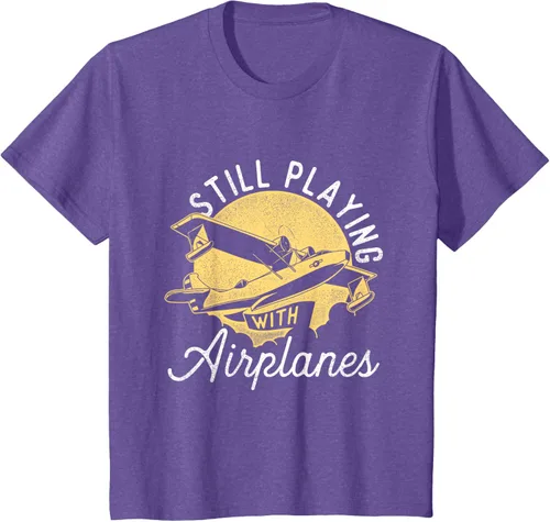 Miniatura 55 de Still Playing With Airplanes - Camiseta de control remoto RC Avión Piloto, Negro