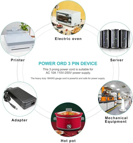 Miniatura 4 de Cable de alimentación de CA universal de 13.2 pies con 3 puntas de repuesto para cinta de correr plegable 2 en 1 Goplus, cintas de correr