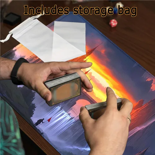 Miniatura 5 de MTG - Tapete de juego con zonas, bordes cosidos, tapete MTG para TCG de 24 x 14 pulgadas, tapete de juego entintado con bolsa de almacenamiento