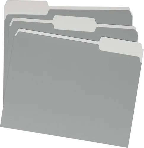 Miniatura 2 de Amazon Basics - Carpetas de archivo tamaño carta, con pestaña de corte de 1/3, color gris, paquete de 36