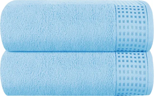 Miniatura 37 de GLAMBURG Juego de 2 toallas de baño de gran tamaño 100% algodón, 28 x 55 pulgadas, ultra suaves, altamente absorbentes, compactas, de secado rápido