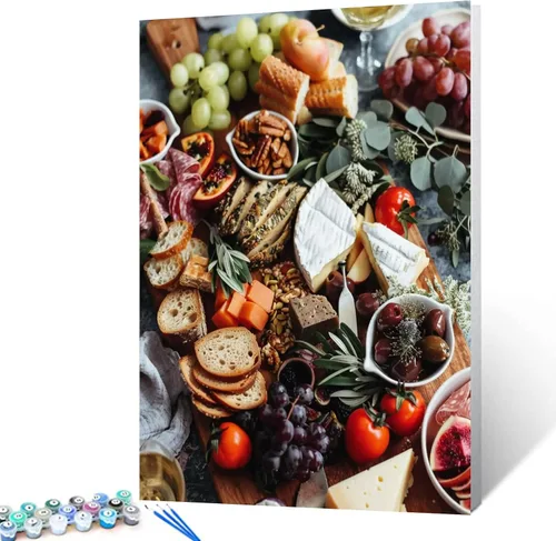 Miniatura 20 de Pintura de especias y hierbas, kit de pintura de cilantro y salvia por números, 16 x 20 pulgadas, lienzo de cocina para bricolaje, aceite vegetal