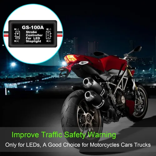 Miniatura 2 de Kinstecks Módulo estroboscópico de luz de freno, luz de freno, luz estroboscópica, 2 unidades, para motocicletas, coches, camiones (solo para LEDs)