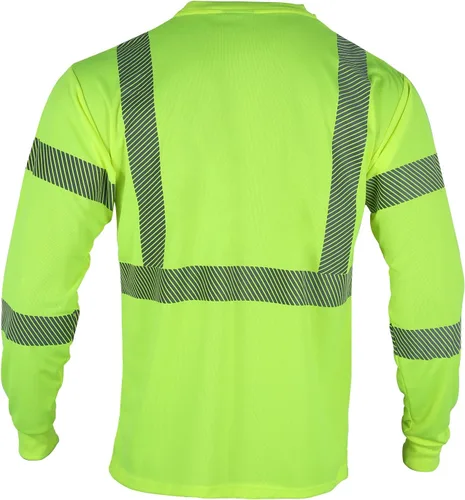Miniatura 4 de FONIRRA Camisetas reflectantes de seguridad de alta visibilidad para hombres con manga larga ANSI clase 2 (amarillo, 3XL)