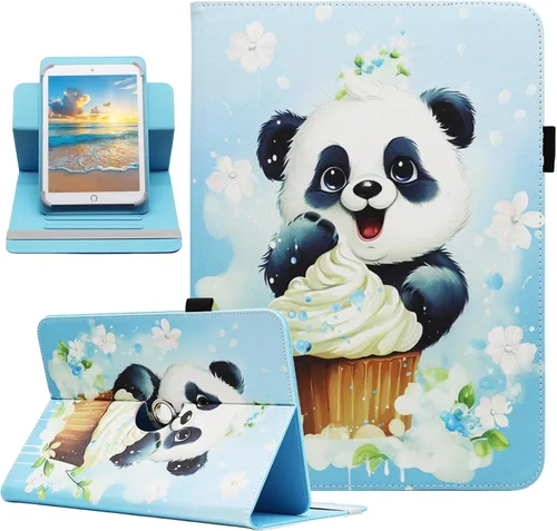 Miniatura 18 de Funda universal para tablet Android de 10 y 10.1 pulgadas, Dluggs de piel sintética con rotación de 360 grados, soporte multiángulo