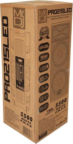 Miniatura 5 de MR DJ PRO215LED Profesional Dual 2x15 5500W PA DJ Altavoz alimentado por Bluetooth