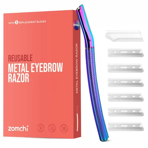 Miniatura 10 de ZOMCHI Maquinilla de afeitar para cejas, afeitadora facial para mujeres y hombres, recortadora de cejas con cubierta de precisión, afeitadora facial