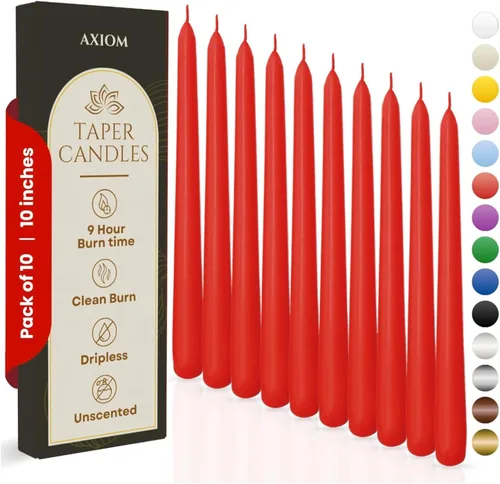 Miniatura 46 de Axiom Candles - Velas cónicas de 10 pulgadas sin goteo - Velas altas sin perfume y sin humo - 9 horas de combustión - Velas cónicas para el hogar