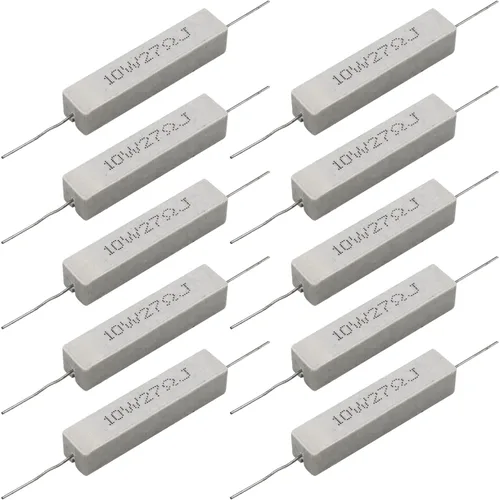 Miniatura 10 de 10 resistencias de cable de plomo axial de 10 W, 0.5 ohmios y 5 % – Resistencias de potencia de cemento cerámico fijas de heridas blancas