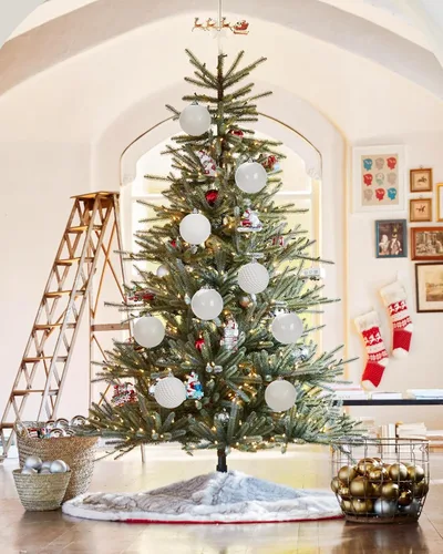 Miniatura 3 de GnFlus Esferas de adorno de Navidad de 4.7 pulgadas, decoraciones de Navidad grandes, árbol de Navidad, inastillables, grandes, blancas, con lazo