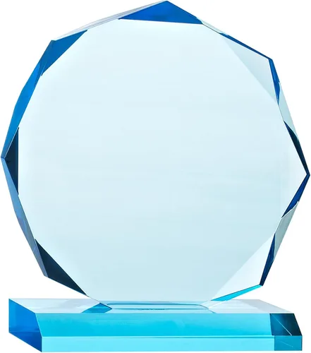 Miniatura 4 de Trofeo grabado - Acrílico azul cielo - Premio para empleados - Grabado personalizado de hasta tres líneas y selección de versos preescritos